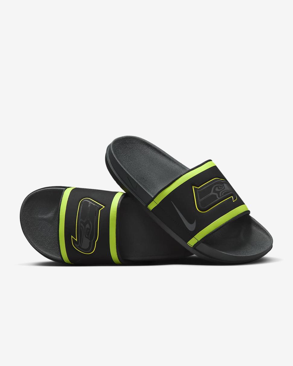 Nike Offcourt (NFL Seattle Seahawks) Black/Action Green/College Navy/Anthracite | Mens Nike Slides
