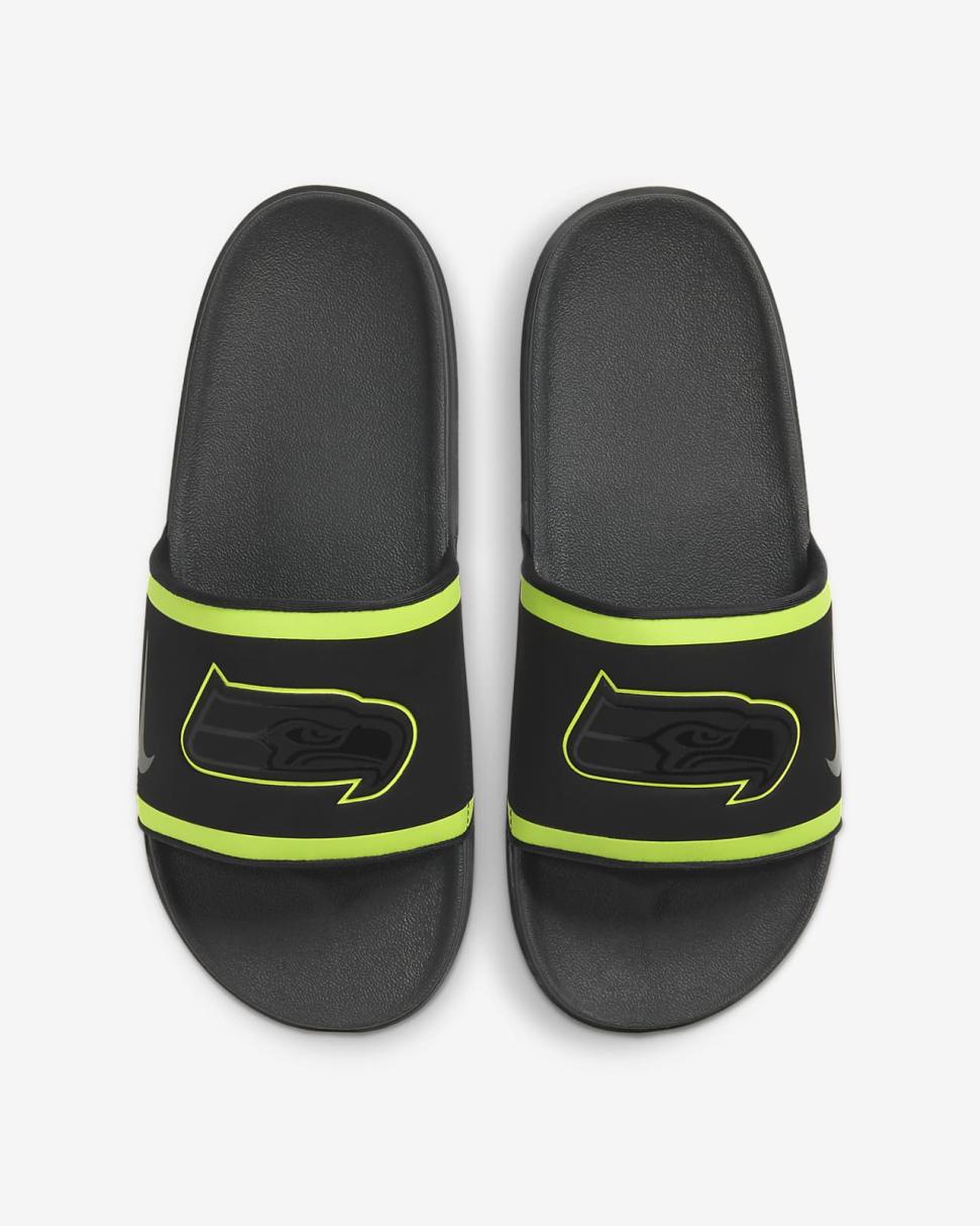 Nike Offcourt (NFL Seattle Seahawks) Black/Action Green/College Navy/Anthracite | Mens Nike Slides