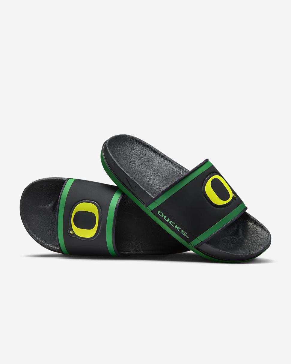 Nike Offcourt (Oregon) Black/Apple Green/Yellow Strike | Mens Nike Slides