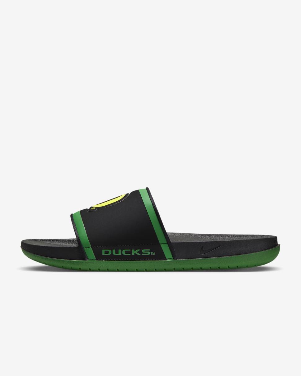 Nike Offcourt (Oregon) Black/Apple Green/Yellow Strike | Mens Nike Slides