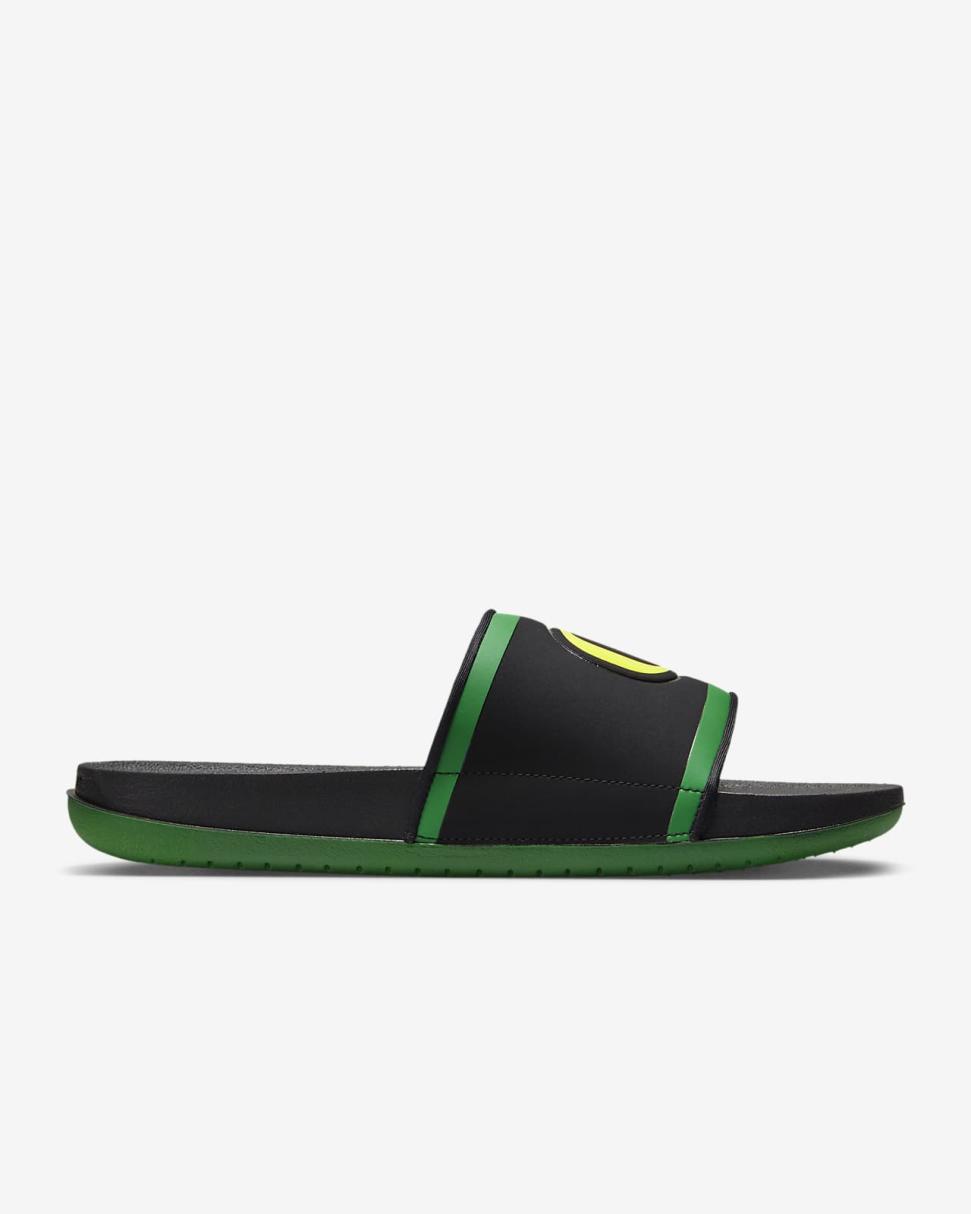 Nike Offcourt (Oregon) Black/Apple Green/Yellow Strike | Mens Nike Slides