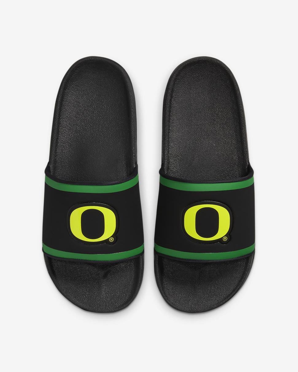 Nike Offcourt (Oregon) Black/Apple Green/Yellow Strike | Mens Nike Slides