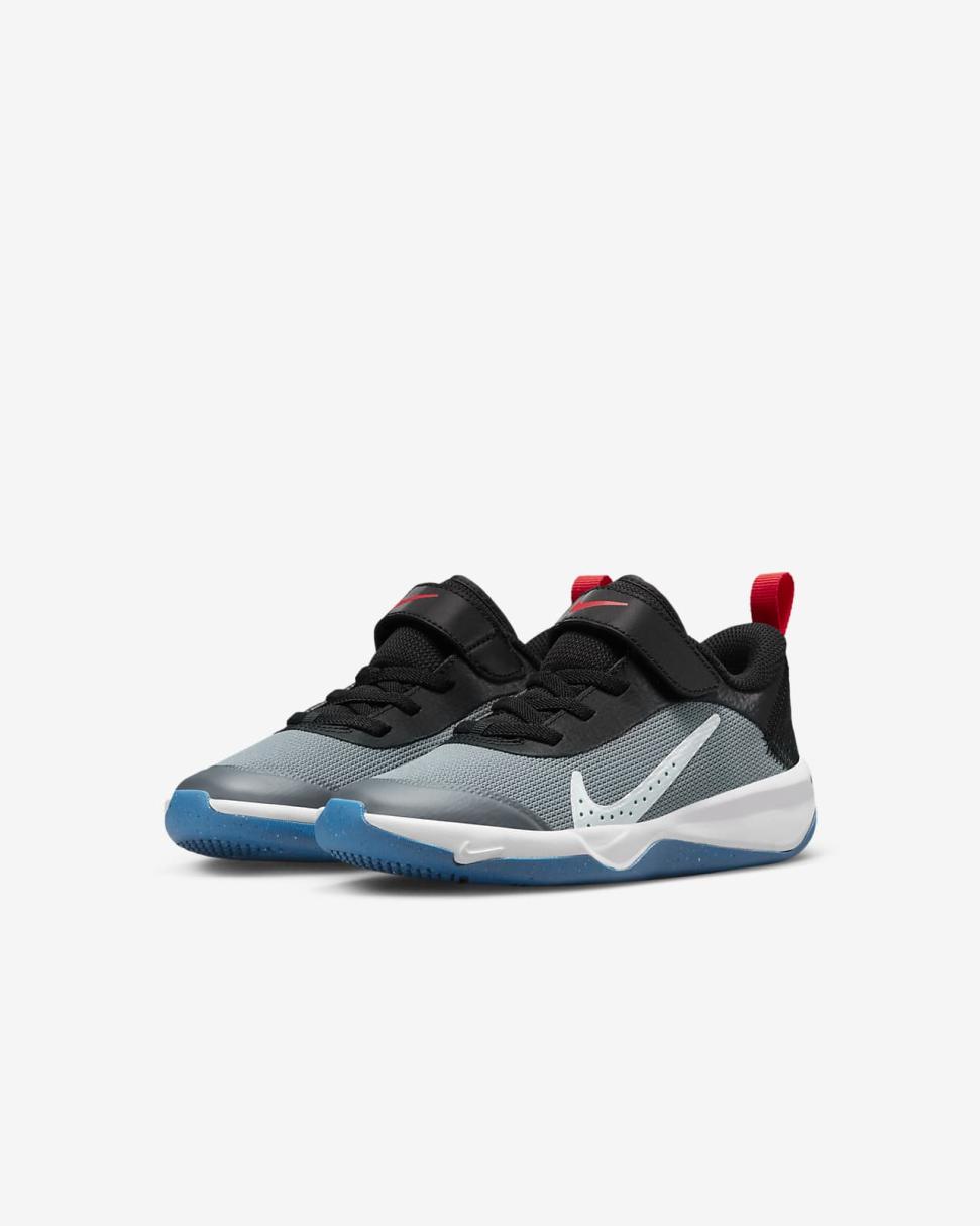 Nike Omni Multi-Court Cool Grey/Black/Light Crimson/Photo Blue | Kids Nike First Day Kicks