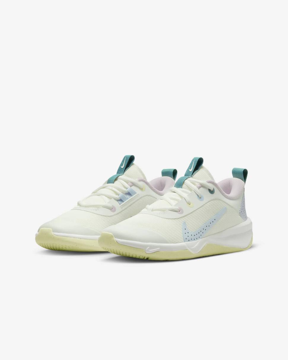 Nike Omni Multi-Court Summit White/Citron Tint/Mineral Teal/Cobalt Bliss | Kids Nike First Day Kicks
