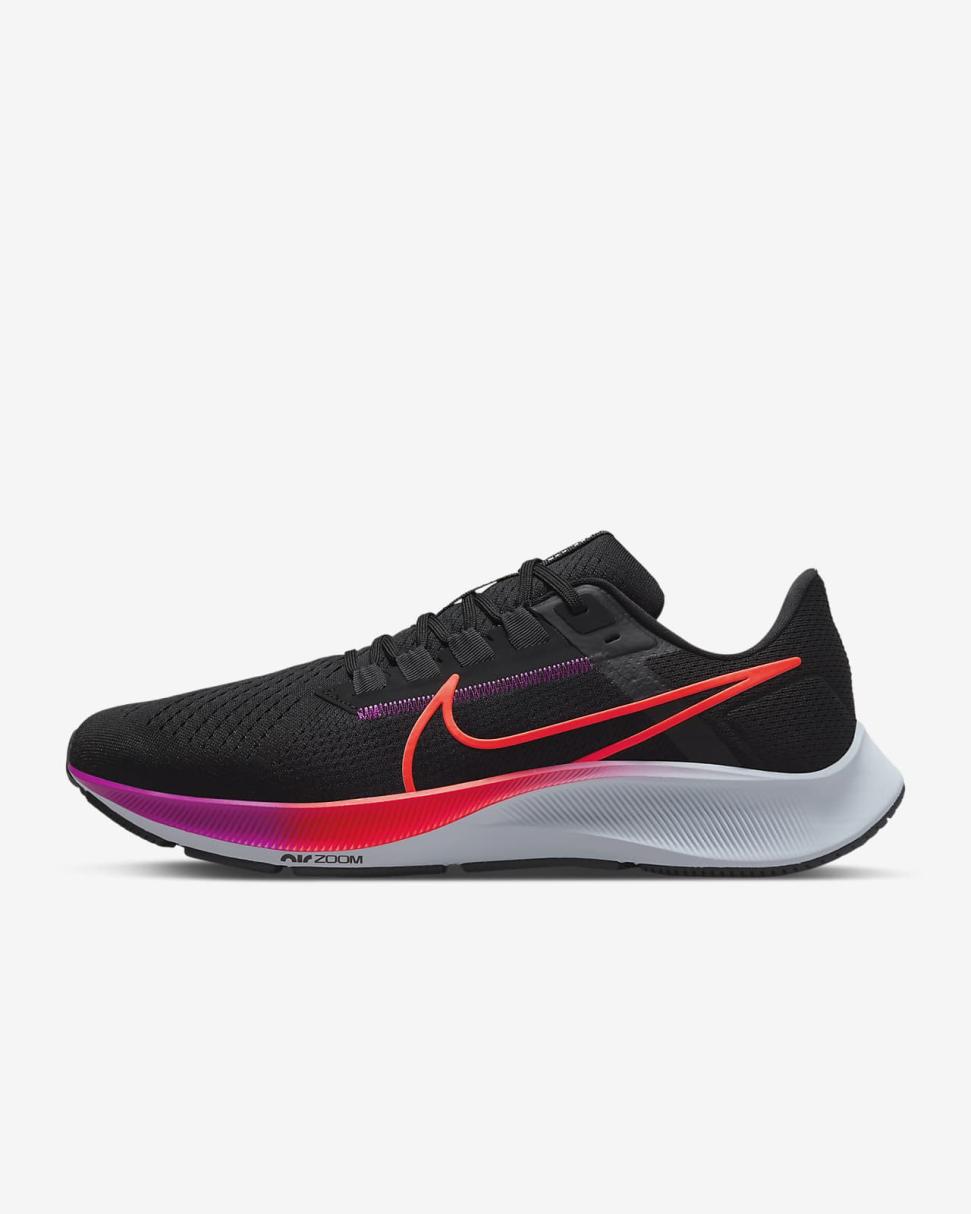 Nike Pegasus 38 Black/Off Noir/Hyper Violet/Flash Crimson | Mens Nike Running