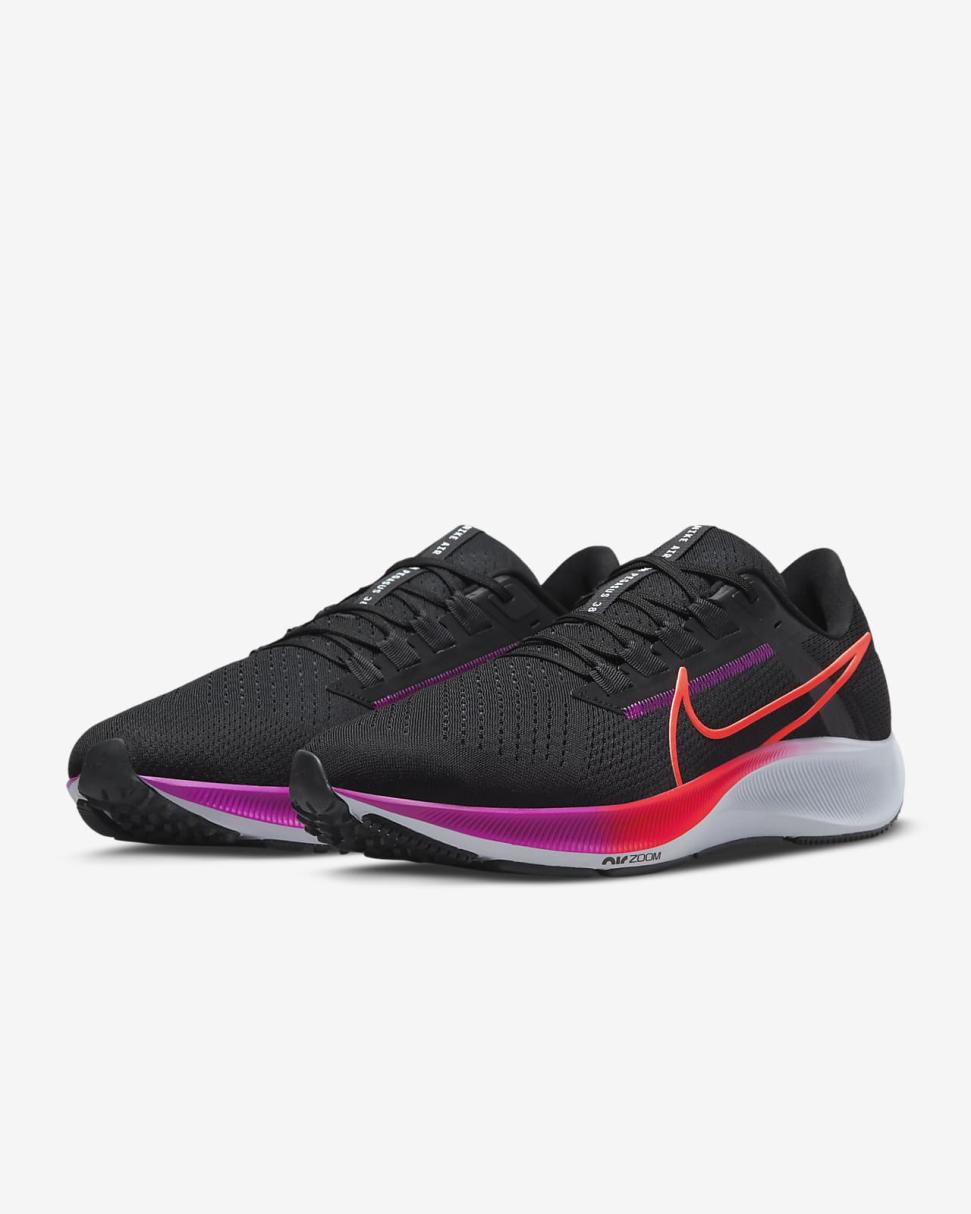 Nike Pegasus 38 Black/Off Noir/Hyper Violet/Flash Crimson | Mens Nike Running