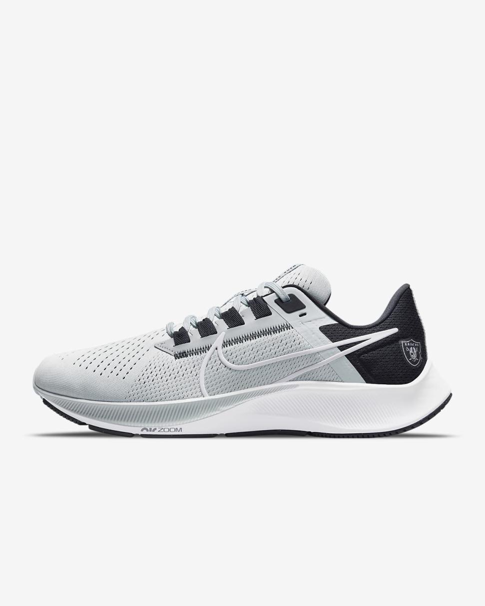 Nike Pegasus 38 (NFL Las Vegas Raiders) Field Silver/Black/White | Mens Nike Running