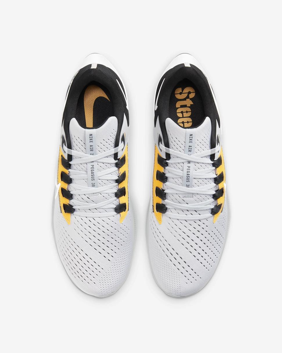 Nike Pegasus 38 (NFL Pittsburgh Steelers) Wolf Grey/Black/University Gold/White | Mens Nike Running