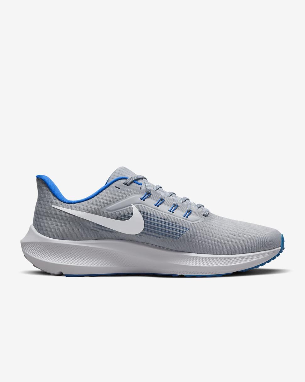 Nike Pegasus 39 (NFL Detroit Lions) Medium Silver/Medium Silver/Battle Blue/White | Mens Nike Running