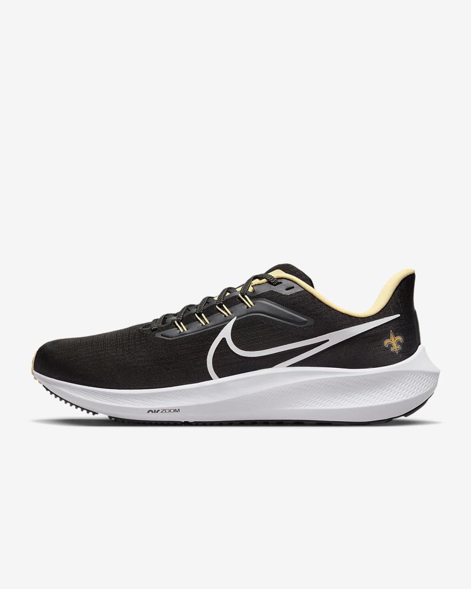 Nike Pegasus 39 (NFL New Orleans Saints) Black/Black/Team Gold/White | Mens Nike Running