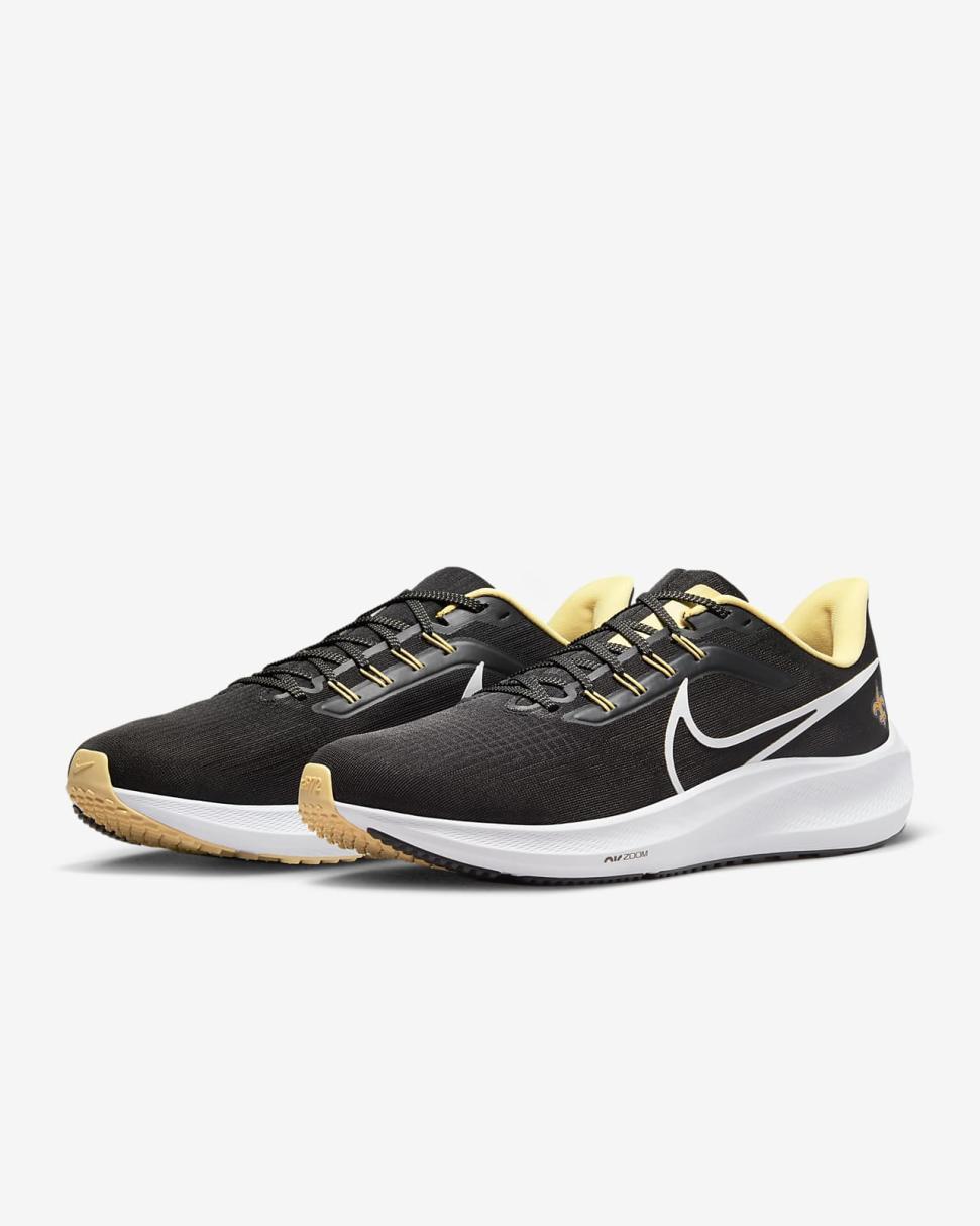 Nike Pegasus 39 (NFL New Orleans Saints) Black/Black/Team Gold/White | Mens Nike Running