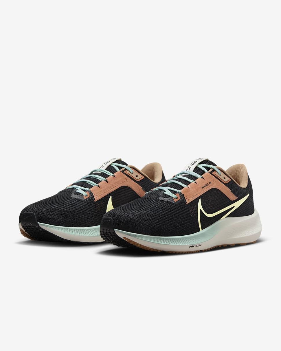 Nike Pegasus 40 Black/Sail/Jade Ice/Citron Tint | Mens Nike Running