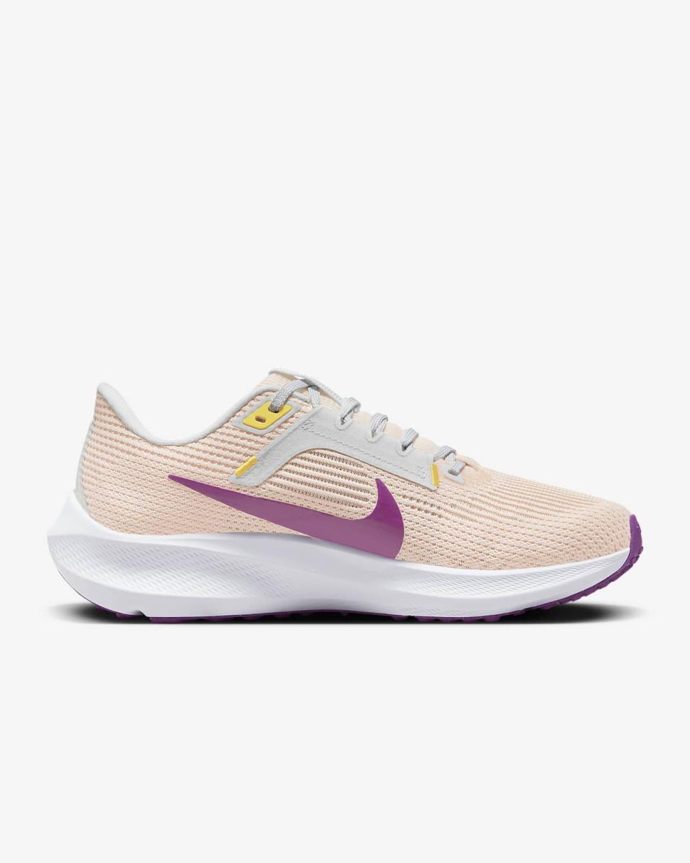 Nike Pegasus 40 Guava Ice/Amber Brown/Photon Dust/Vivid Purple | Womens Nike First Day Kicks