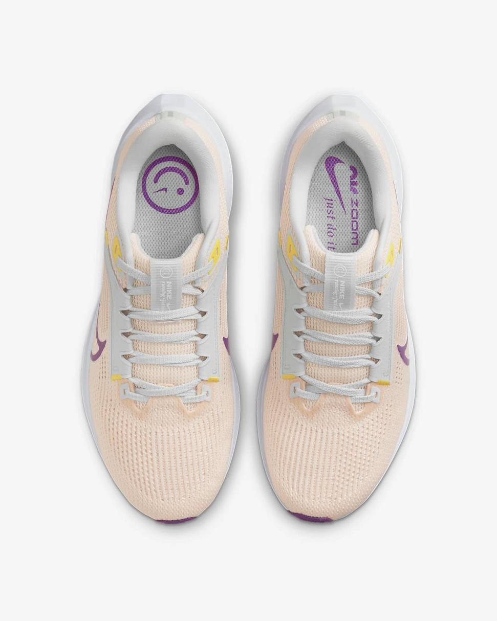 Nike Pegasus 40 Guava Ice/Amber Brown/Photon Dust/Vivid Purple | Womens Nike First Day Kicks
