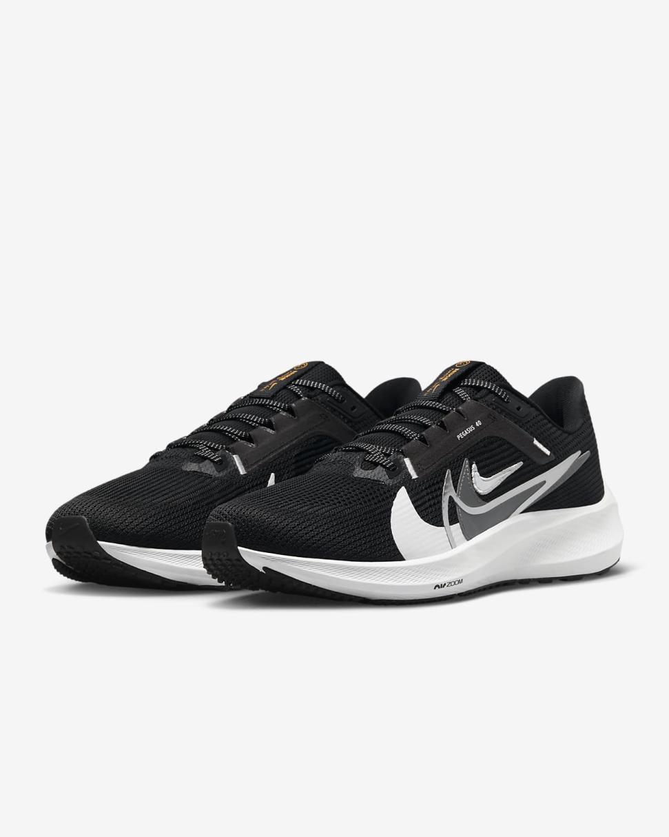 Nike Pegasus 40 Premium Black/White/Bright Mandarin/Multi-Color | Mens Nike Running