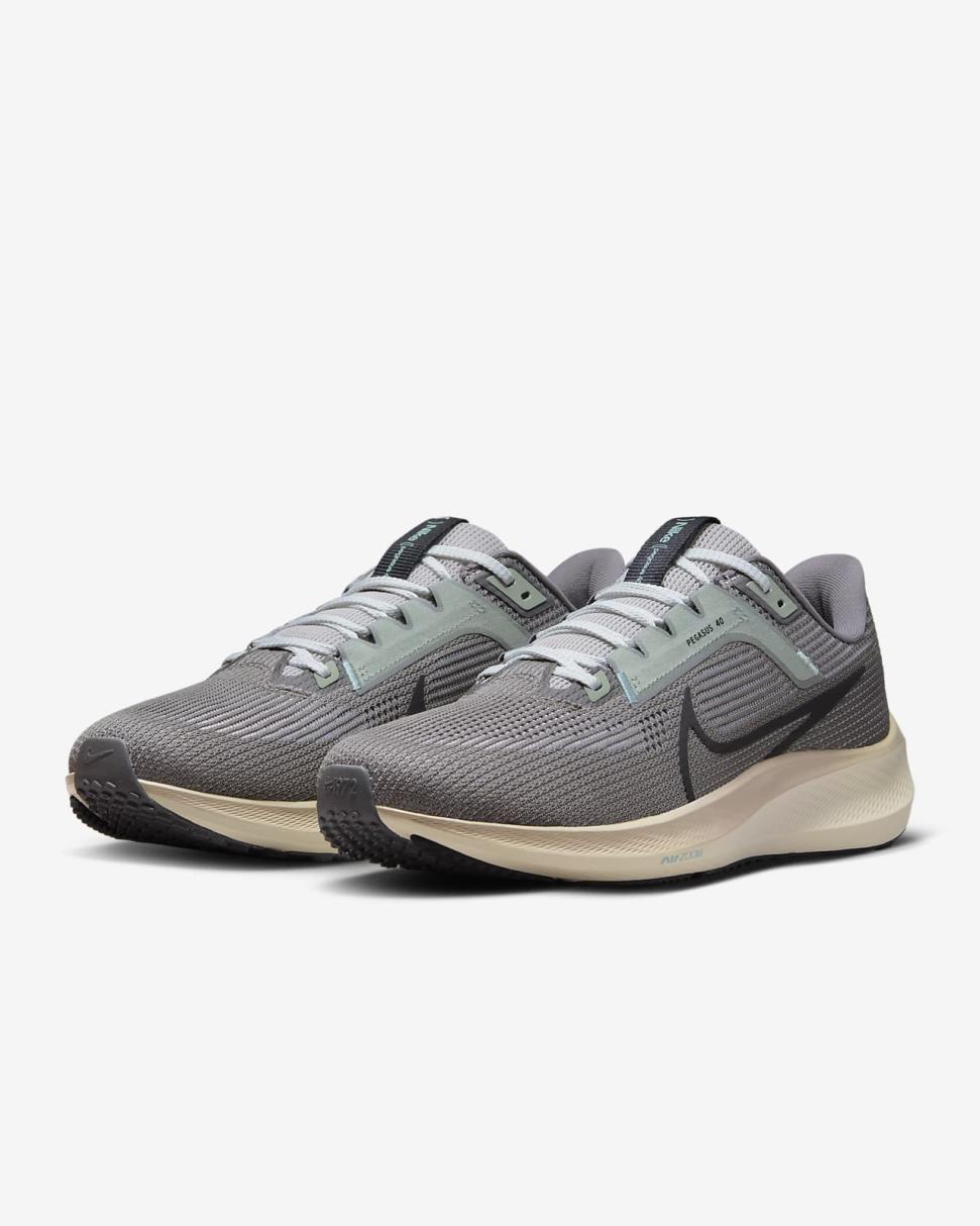 Nike Pegasus 40 Premium Light Iron Ore/Flat Pewter/Mica Green/Black | Mens Nike Running