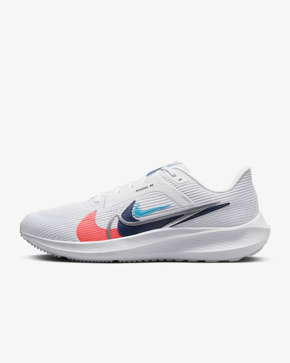 Nike Pegasus 40 Premium White/Football Grey/Bright Mandarin/Multi-Color | Mens Nike Running
