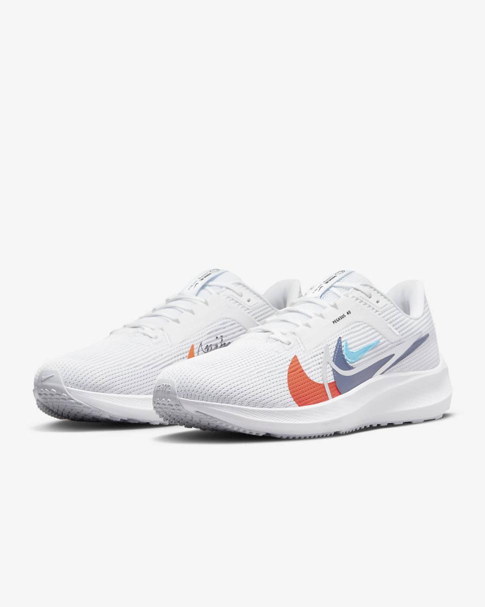 Nike Pegasus 40 Premium White/Football Grey/Bright Mandarin/Multi-Color | Mens Nike Running