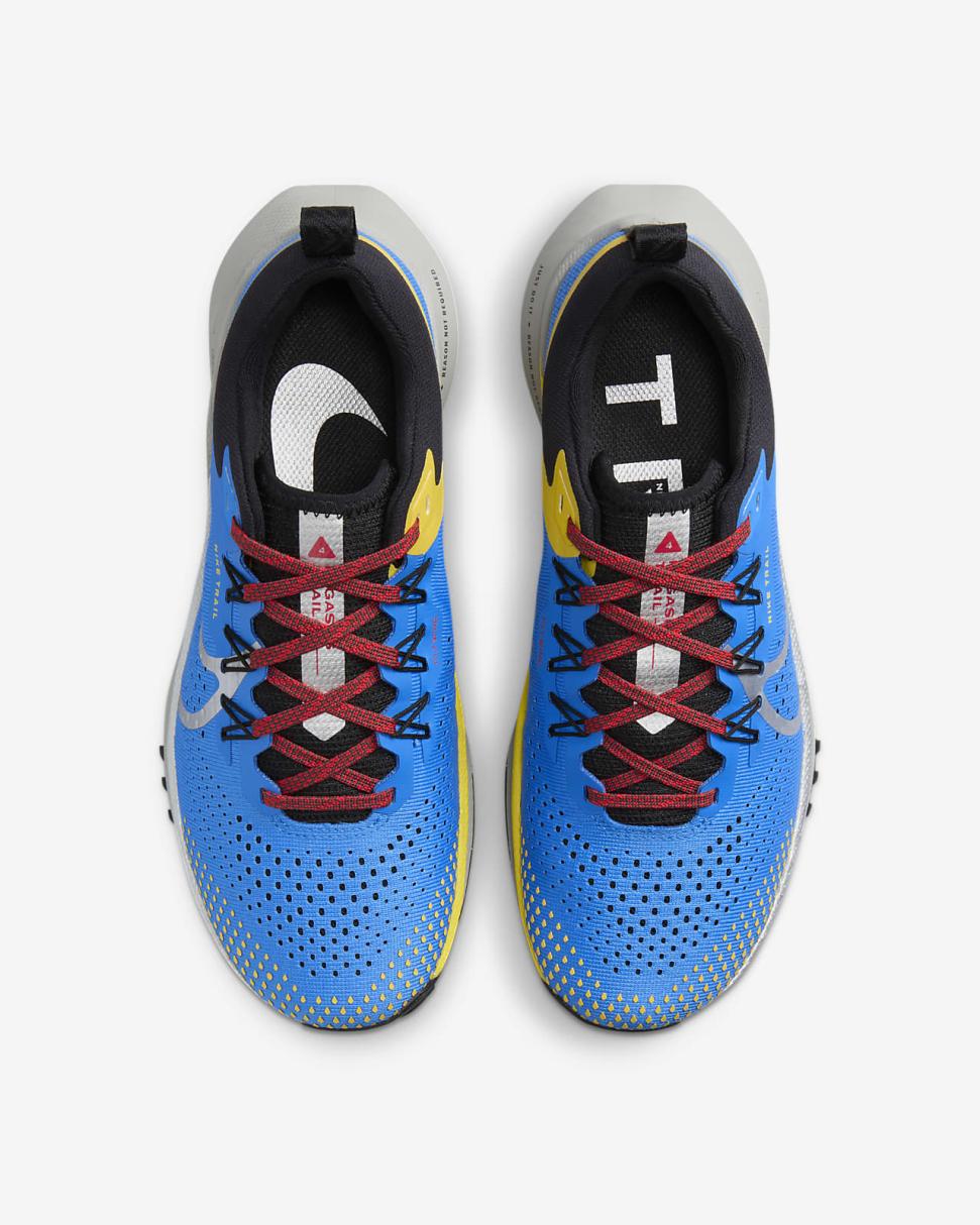 Nike Pegasus Trail 4 Light Photo Blue/Track Red/Black/Metallic Silver | Womens Nike Running