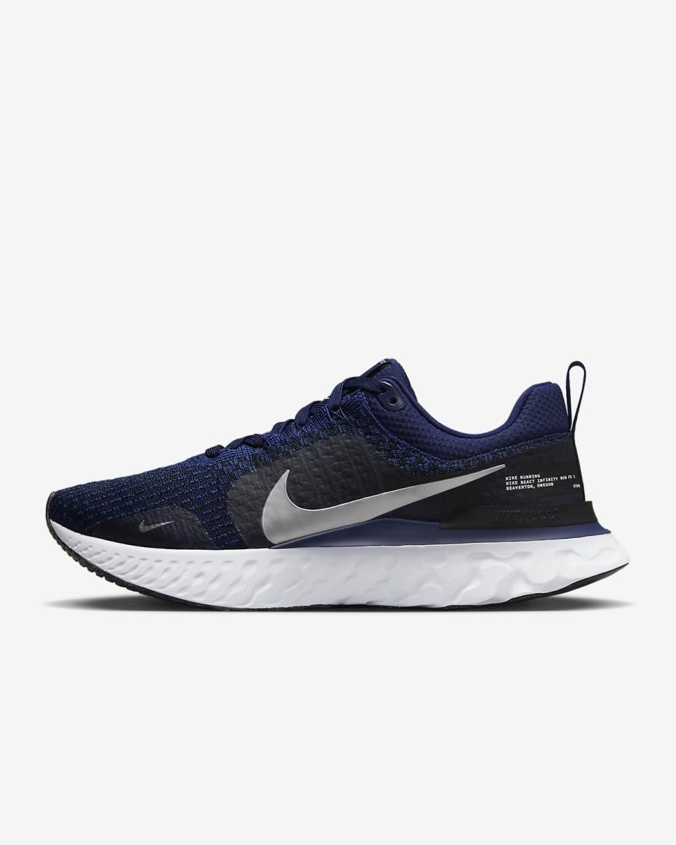 Nike React Infinity 3 College Navy/Midnight Navy/Black/Metallic Silver | Mens Nike Running