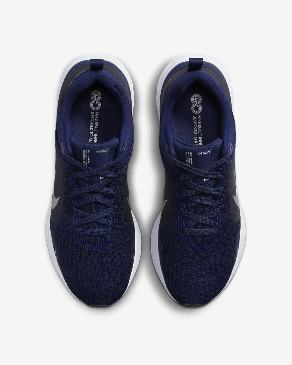 Nike React Infinity 3 College Navy/Midnight Navy/Black/Metallic Silver | Mens Nike Running