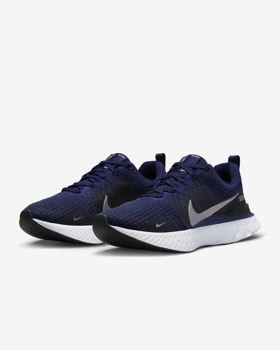 Nike React Infinity 3 College Navy/Midnight Navy/Black/Metallic Silver | Mens Nike Running