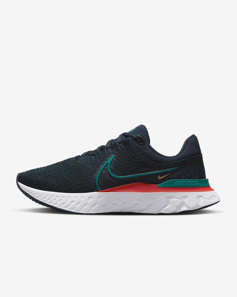 Nike React Infinity 3 Obsidian/White/Light Crimson/Bright Spruce | Mens Nike Running