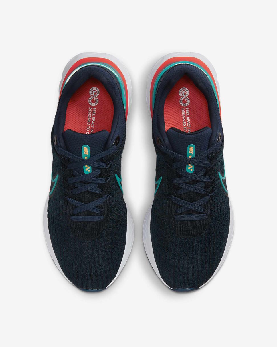Nike React Infinity 3 Obsidian/White/Light Crimson/Bright Spruce | Mens Nike Running
