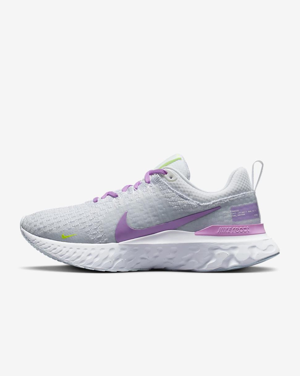 Nike React Infinity 3 White/Blue Tint/Volt/Rush Fuchsia | Womens Nike Running