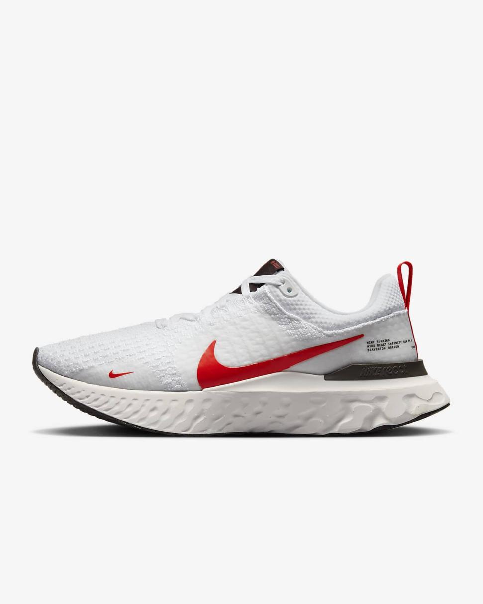 Nike React Infinity 3 White/Platinum Tint/Velvet Brown/Light Crimson | Mens Nike Running
