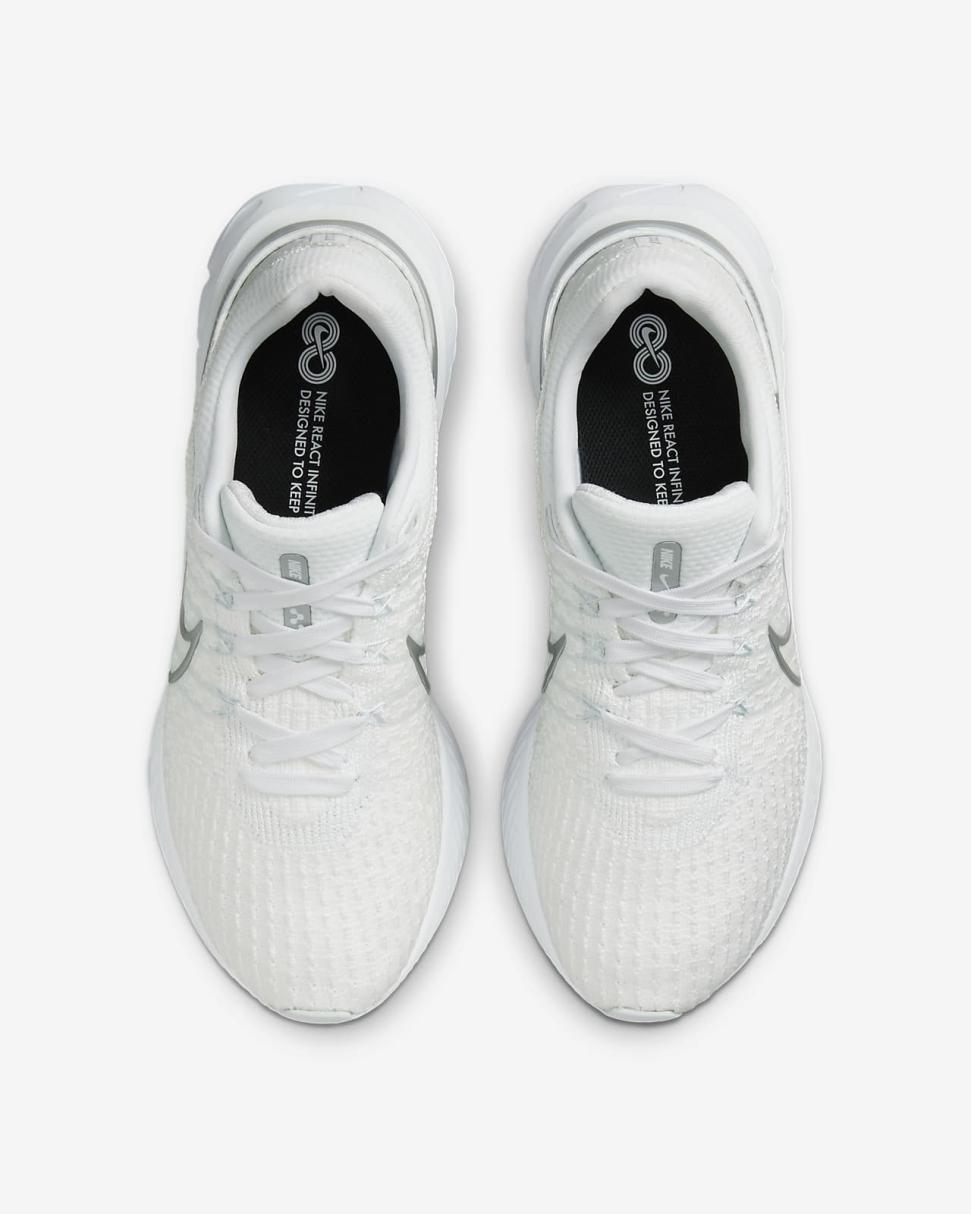 Nike React Infinity 3 White/Pure Platinum/Metallic Silver | Womens Nike Running