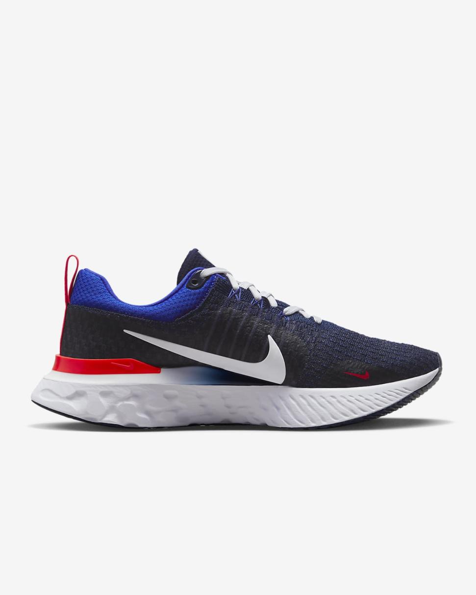 Nike React Infinity Run Flyknit 3 College Navy/Racer Blue/Bright Crimson/Metallic Platinum | Mens Nike Running