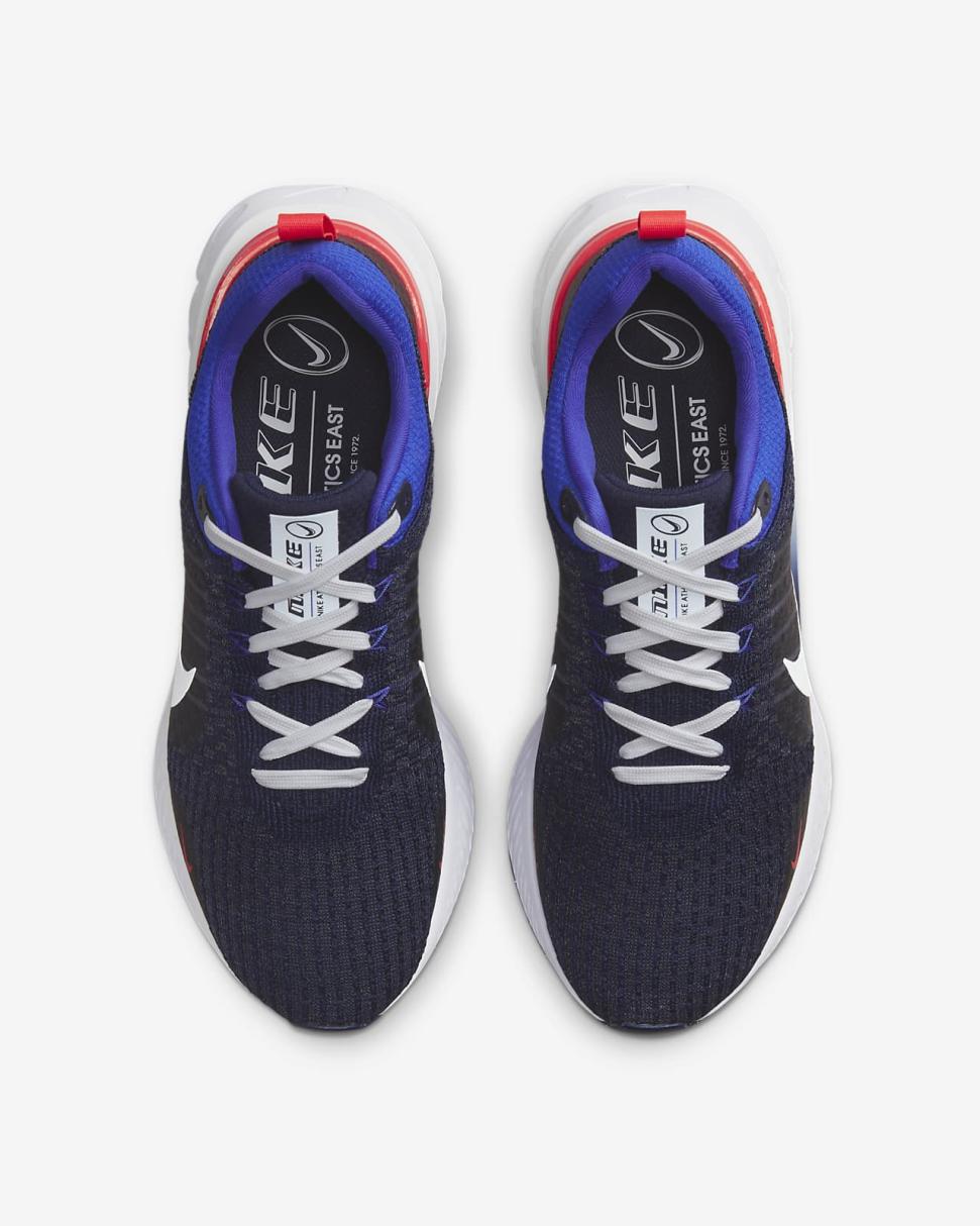 Nike React Infinity Run Flyknit 3 College Navy/Racer Blue/Bright Crimson/Metallic Platinum | Mens Nike Running