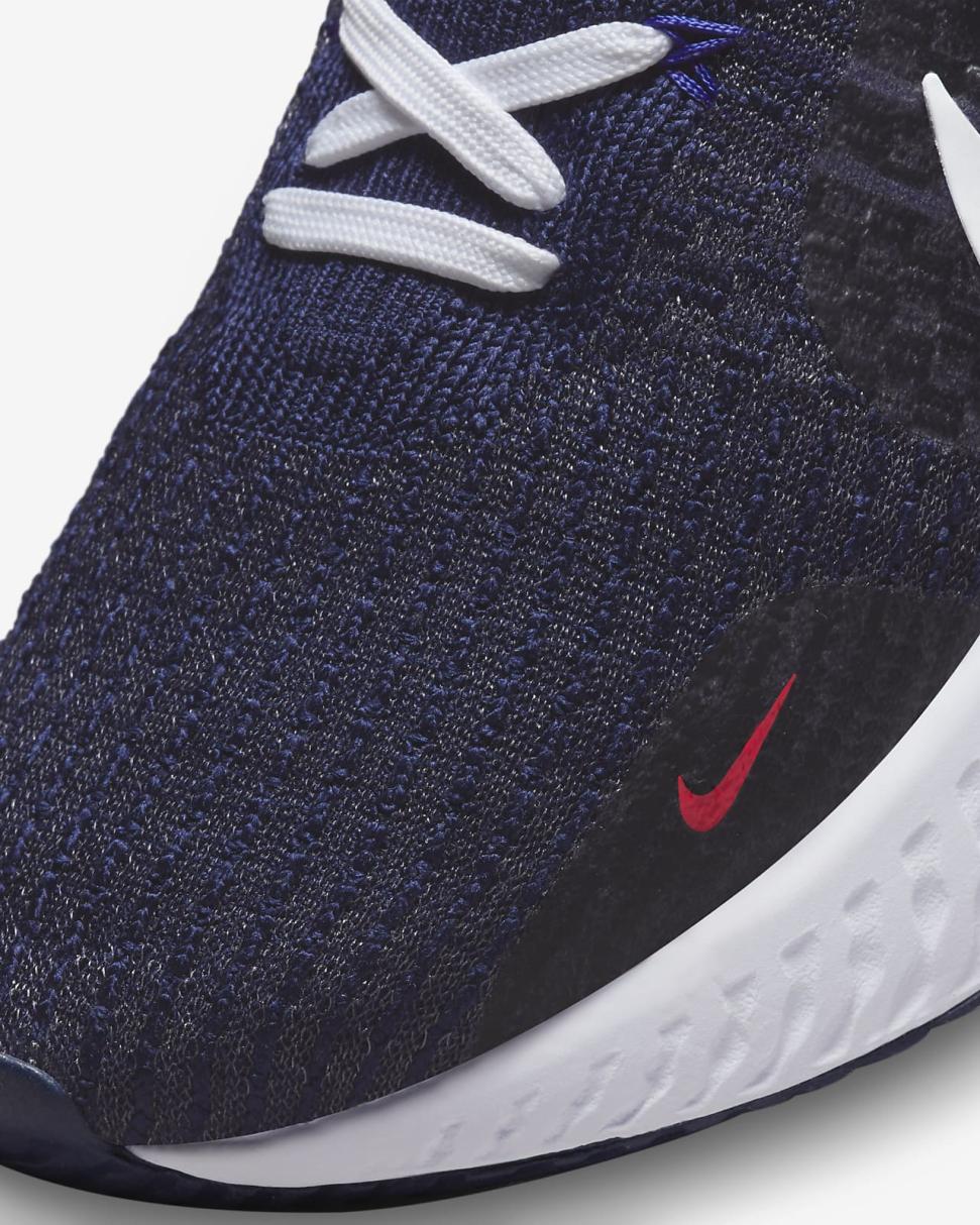 Nike React Infinity Run Flyknit 3 College Navy/Racer Blue/Bright Crimson/Metallic Platinum | Mens Nike Running