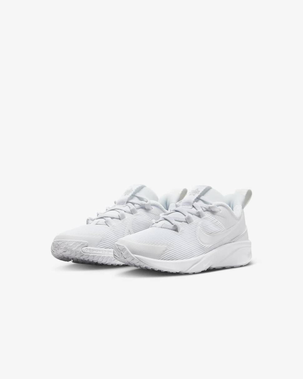Nike Star Runner 4 White/White/Pure Platinum/White | Kids Nike Running