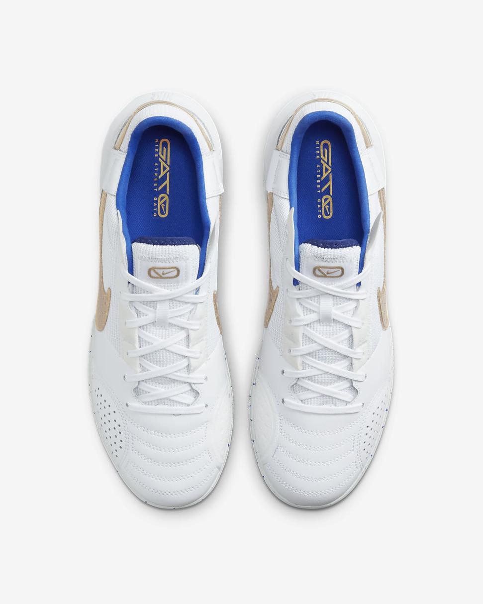 Nike Streetgato White/Hyper Royal/Metallic Gold | Mens Nike Soccer