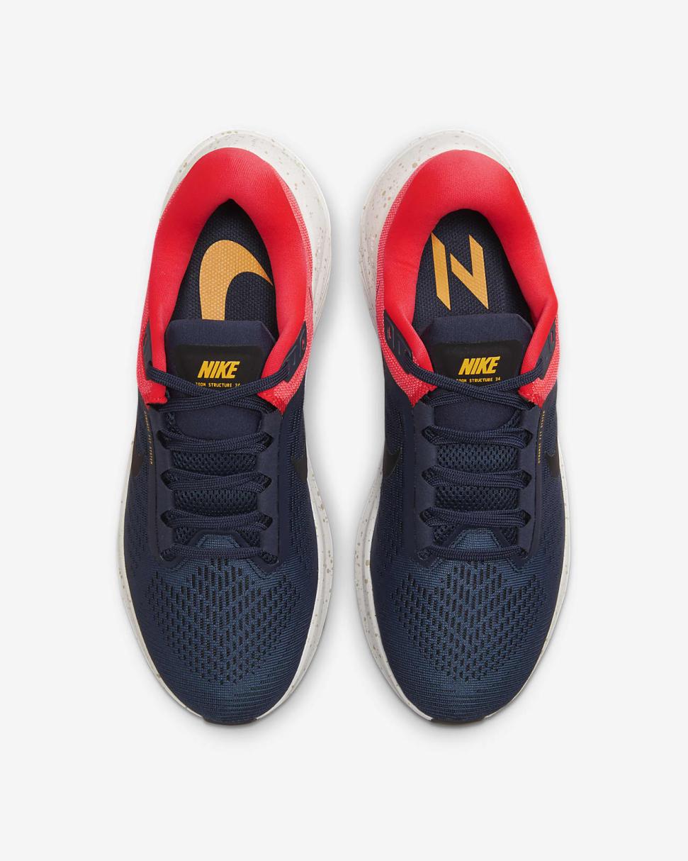 Nike Structure 24 Obsidian/Bright Crimson/White/Black | Mens Nike Running