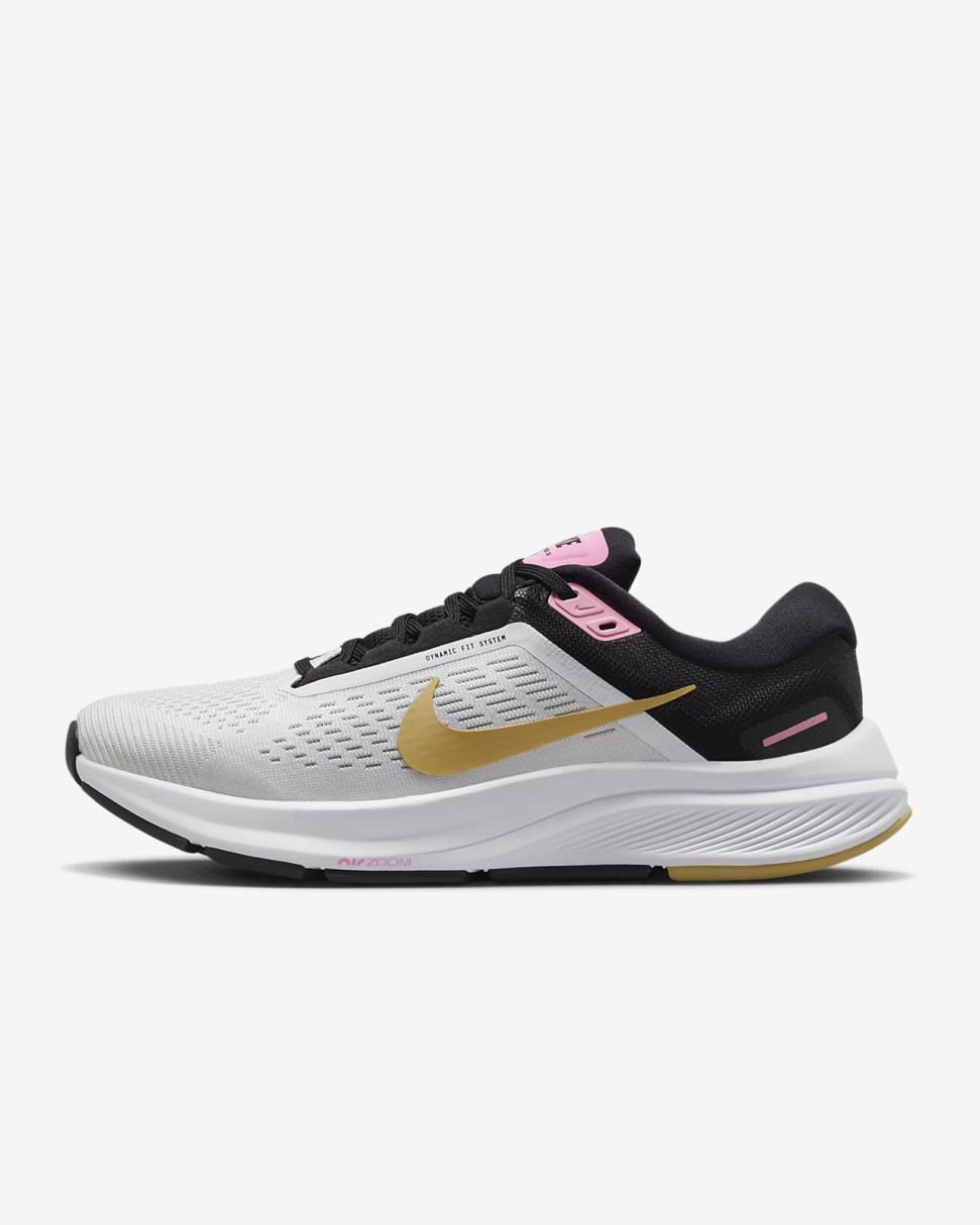 Nike Structure 24 White/Black/Pink Spell/Wheat Gold | Womens Nike Running