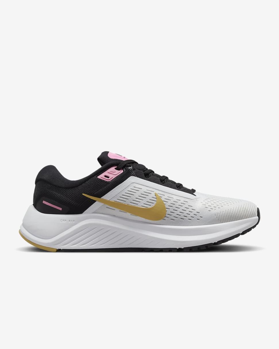 Nike Structure 24 White/Black/Pink Spell/Wheat Gold | Womens Nike Running
