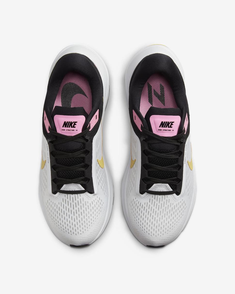 Nike Structure 24 White/Black/Pink Spell/Wheat Gold | Womens Nike Running