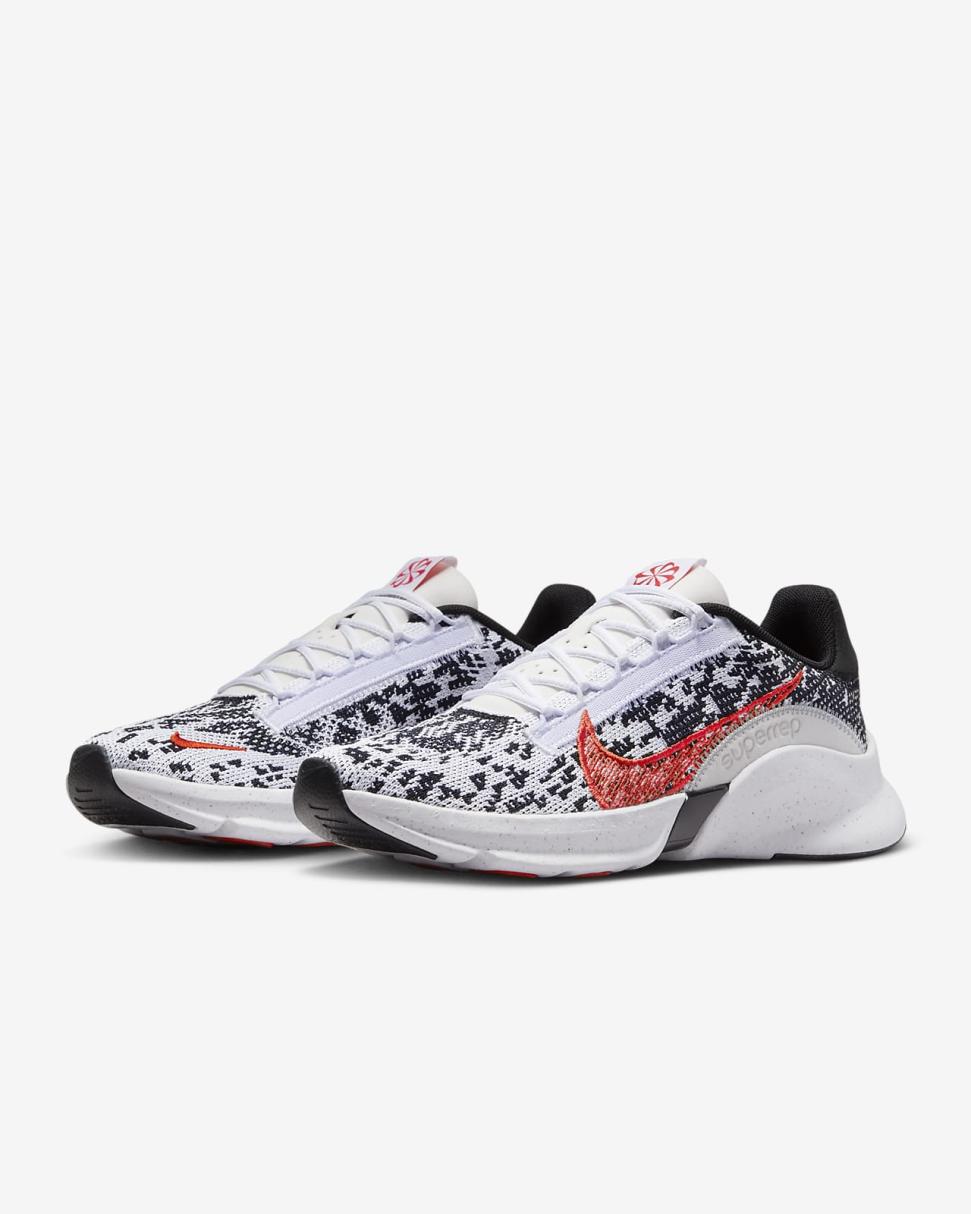 Nike SuperRep Go 3 Flyknit Next Nature White/Black/Photon Dust/Picante Red | Womens Nike Training & Gym