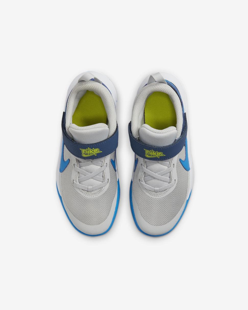 Nike Team Hustle D 10 Grey Fog/Mystic Navy/Atomic Green/Photo Blue | Kids Nike Basketball