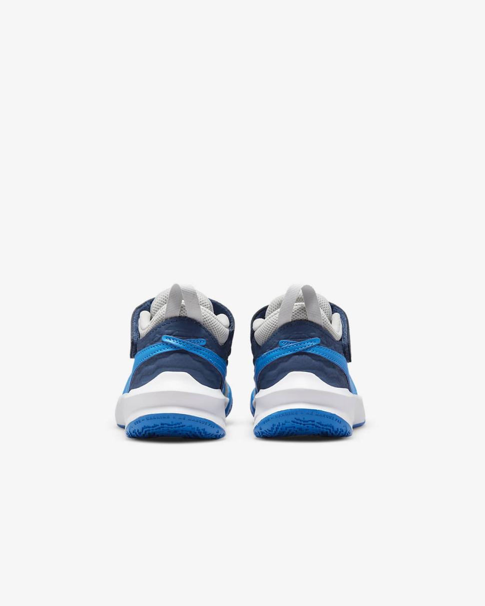 Nike Team Hustle D 10 Grey Fog/Mystic Navy/Atomic Green/Photo Blue | Kids Nike Basketball