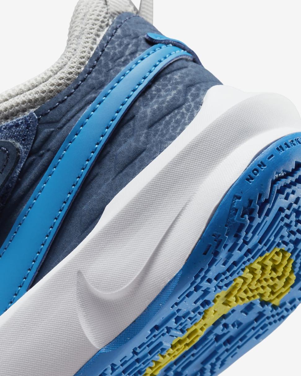 Nike Team Hustle D 10 Grey Fog/Mystic Navy/Atomic Green/Photo Blue | Kids Nike Basketball