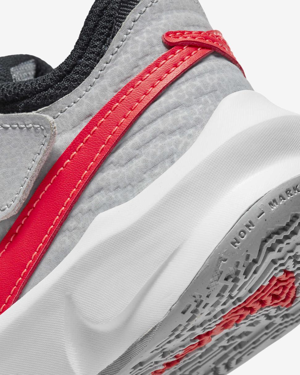 Nike Team Hustle D 10 Light Smoke Grey/Dark Obsidian/White/Bright Crimson | Kids Nike Basketball