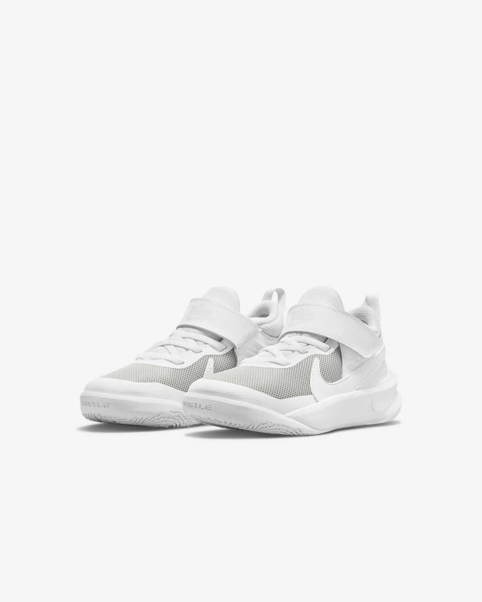 Nike Team Hustle D 10 White/Photon Dust/Volt/White | Kids Nike Basketball