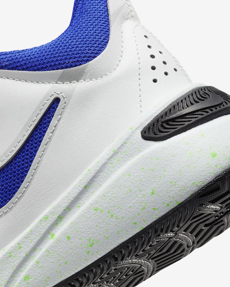 Nike Team Hustle D 11 Summit White/Pure Platinum/Green Strike/Racer Blue | Kids Nike First Day Kicks