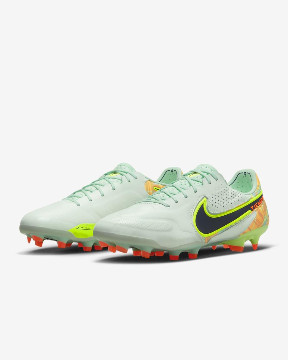 Nike Tiempo Legend 9 Elite FG Barely Green/Total Orange/Blackened Blue | Mens Nike Soccer