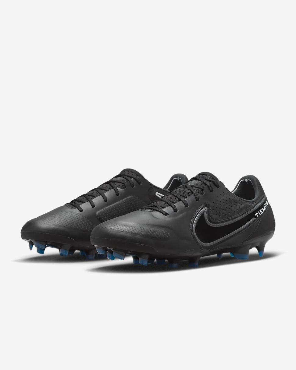 Nike Tiempo Legend 9 Elite FG Black/Summit White/Light Photo Blue/Dark Smoke Grey | Mens Nike Soccer