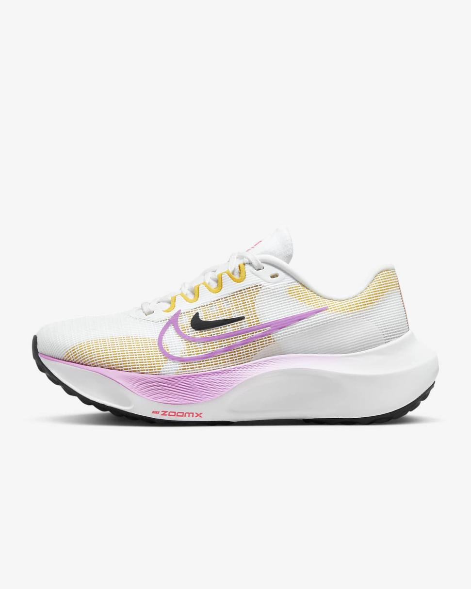 Nike Zoom Fly 5 White/Vivid Sulfur/Amber Brown/Rush Fuchsia | Womens Nike Running